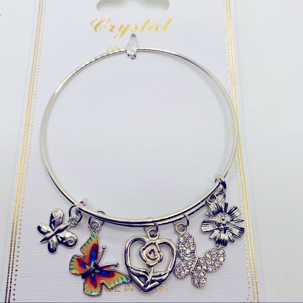 Bracelet Butterfly Crystal in silver tone!! PRETTY